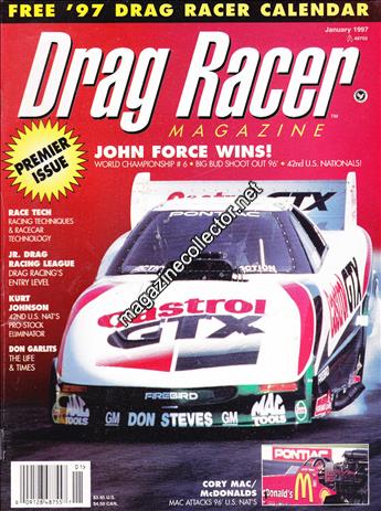 Drag Racer Magazine (United States) January 1997 (Volume 1 No. 1) magazine  contents and index